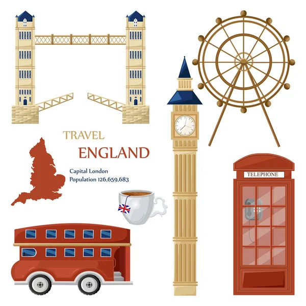 Londen symbolen en het platform ingesteld collectie Vector — Stockvector