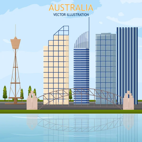 Australia architecture cityscape skyscrapers view Vector backgrounds — Stock Vector