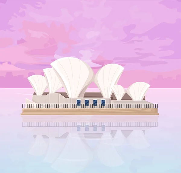 Australiens Architektur berühmtes Wahrzeichen bei Sonnenuntergang Vektor Postkarten — Stockvektor