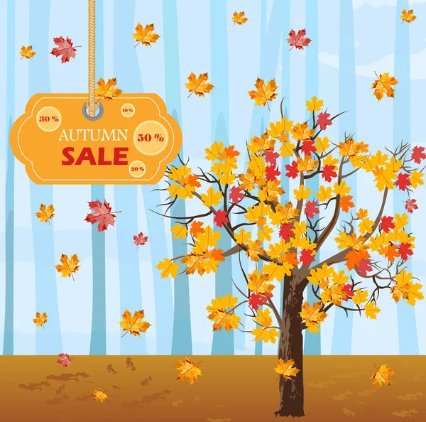 Autumn tree Vector. Fall sales background. flat styles — Stock Vector