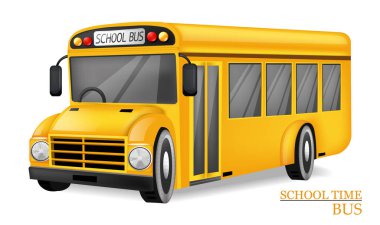 Okul otobüsü vektör gerçekçi. Ayrıntılı 3d araç mock up