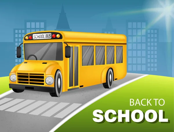 Okul otobüsü vektör gerçekçi. Ayrıntılı 3d araç mock up — Stok Vektör