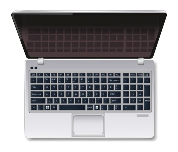 Notebook Computer Laptop Vektor realistisch isoliert auf weiß. von oben 3D-Illustration — Stockvektor