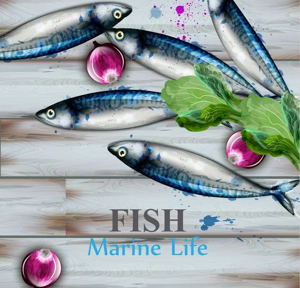 Kleiner Fisch Aquarell Vektor. gemalter Stil Illustration Hintergründe — Stockvektor