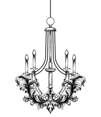 Barok avize vektör. Fransız lüks zengin karmaşık süsler. Royal Victoria tarzı dekorlar