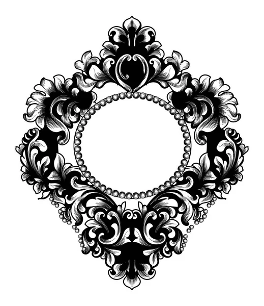 Rám-barokní styl kolo Vector. Francouzská luxusní bohaté složité ornamenty. Viktoriánský styl Royal zrcadlo dekory — Stockový vektor