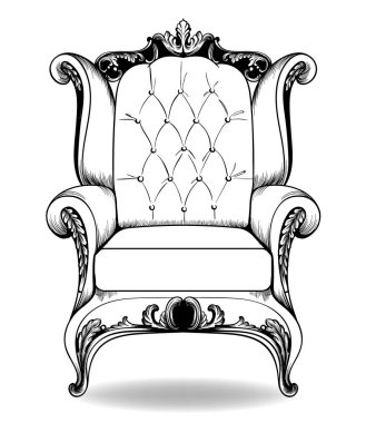 Barok koltuk vektör. Fransız lüks zengin karmaşık yapısı. Royal Victoria tarzı dekor ile lüks süsler