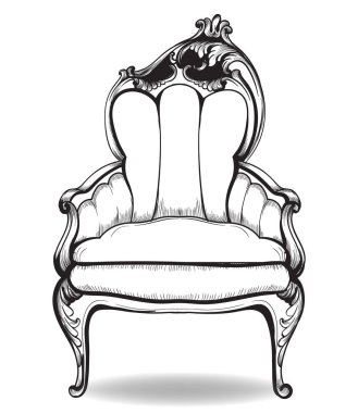 Barok koltuk vektör. Fransız lüks zengin karmaşık yapısı. Royal Victoria tarzı dekor ile lüks süsler