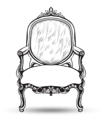 Barok koltuk vektör. Fransız lüks zengin karmaşık yapısı. Royal Victoria tarzı dekor ile lüks süsler