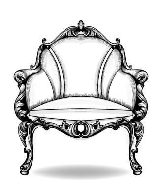 Barok koltuk vektör. Fransız lüks zengin karmaşık yapısı. Royal Victoria tarzı dekor ile lüks süsler