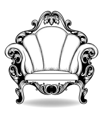 Barok koltuk vektör. Fransız lüks zengin karmaşık yapısı. Royal Victoria tarzı dekor ile lüks süsler