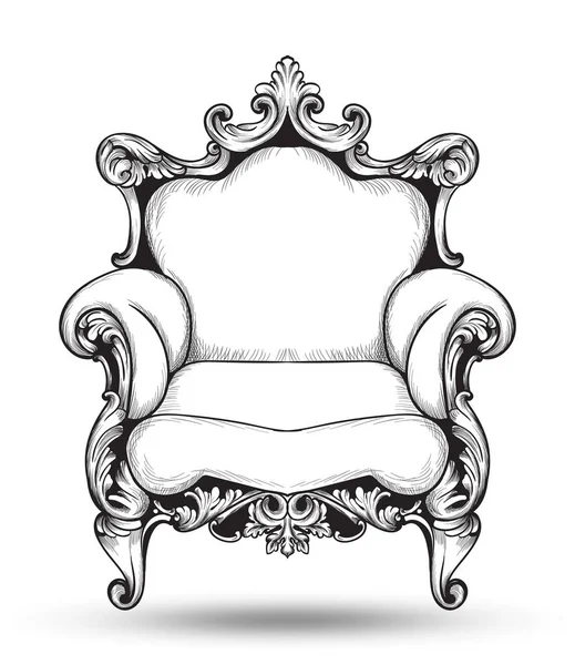 Baroque armchair Vector. French Luxury rich intricate structure. Victorian Royal Style decor with luxurious ornaments — Stock Vector