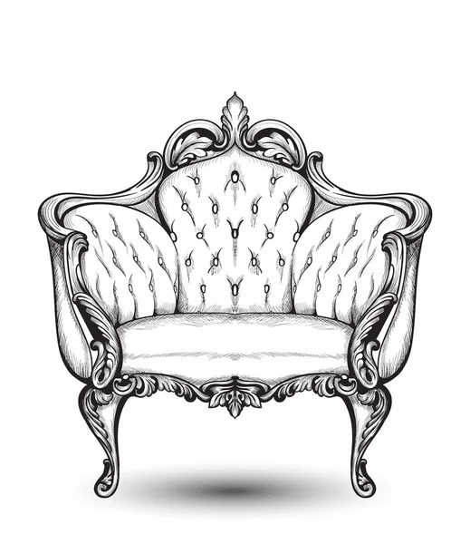 Barokk fotel vektor. Francia luxus gazdag bonyolult szerkezet. Viktoriánus királyi stílusban berendezett, fényűző díszek — Stock Vector