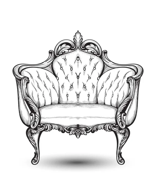 Fauteuil baroque Vector. Luxe français riche structure complexe. Décor de style royal victorien avec des ornements luxueux — Image vectorielle