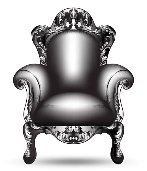 Barock schwarzer Sesselvektor. Französisch Luxus reichen komplizierten Struktur. Dekor im viktorianischen Stil mit luxuriösen Ornamenten — Stockvektor