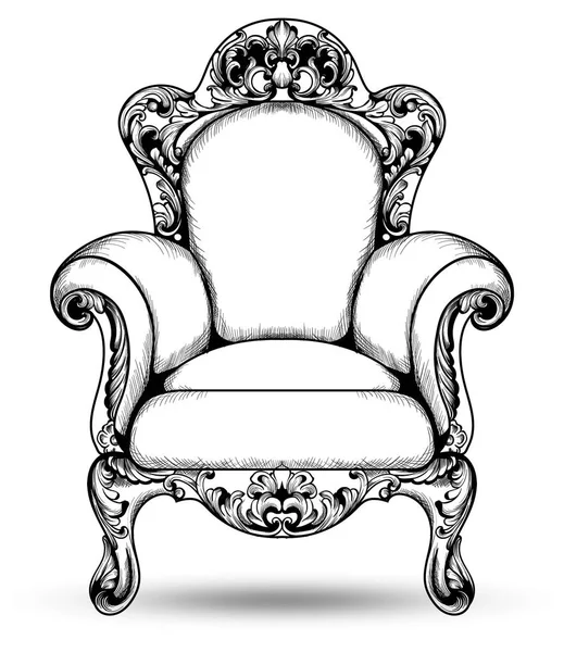 巴洛克式扶手椅向量。法国奢华丰富的复杂结构。维多利亚皇家风格装饰与豪华装饰品 — 图库矢量图片