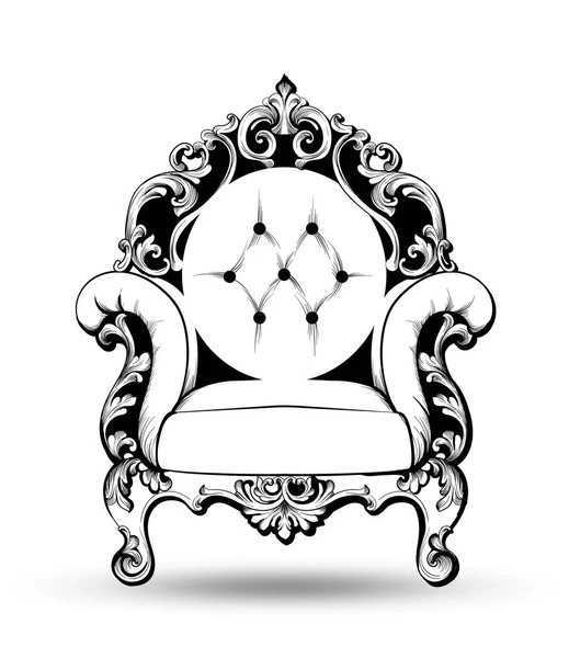 Baroque armchair Vector. French Luxury rich intricate structure. Victorian Royal Style decor with luxurious ornaments — Stock Vector