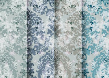 Vintage çiçek Barok desen koleksiyonu vektör ayarlayın. Güzel süsleme dekor. Kraliyet lüks doku çiçek arka planlar