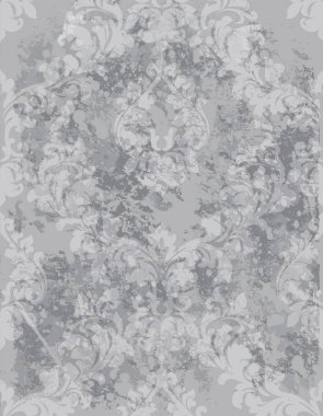 Vintage grunge desen vektör. Güzel süsleme dekor. Kraliyet lüks doku arka planlar. Çiçek dekorasyon intricated Ayrıntılar renkler gri