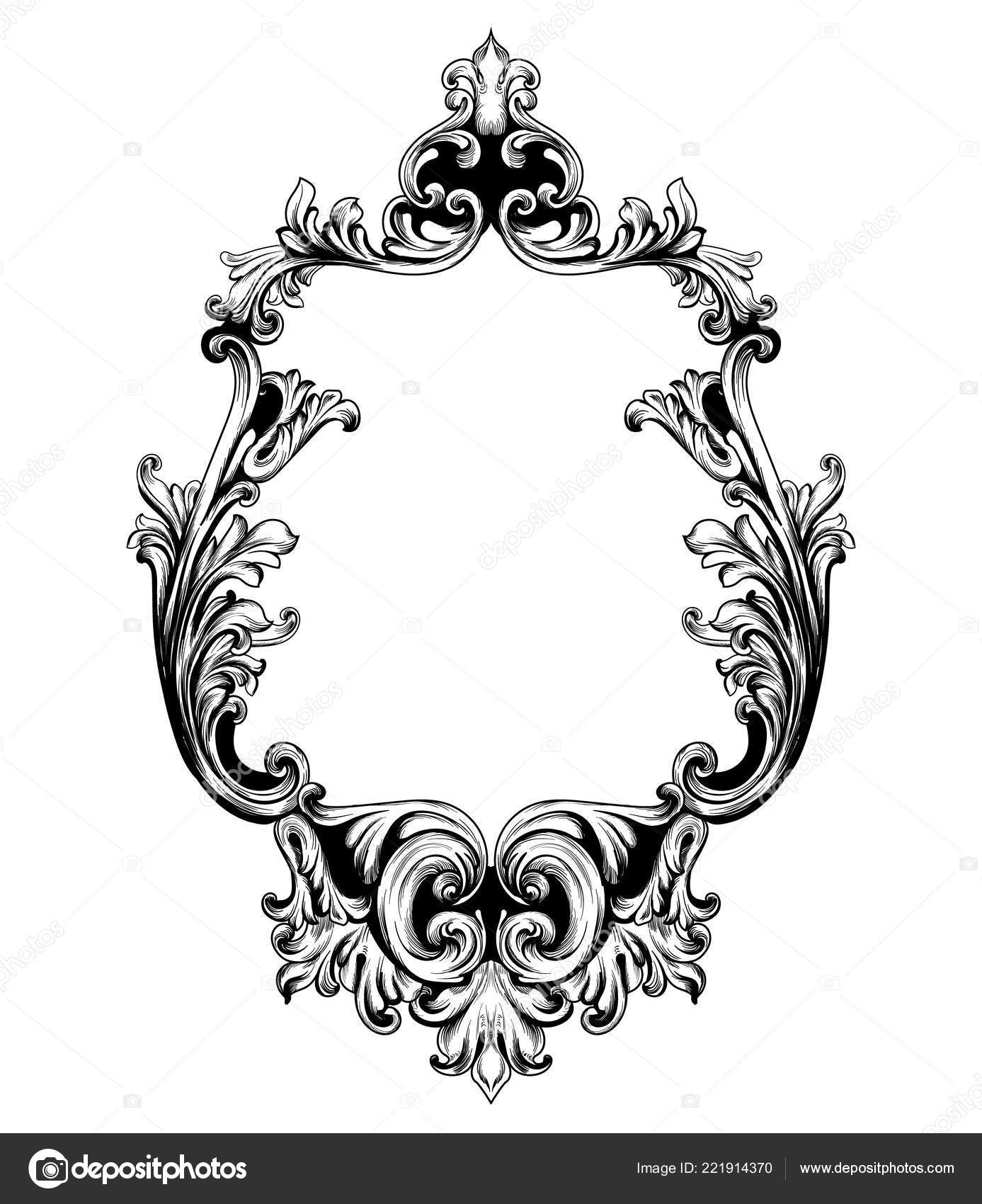 Vintage Mirror Frame Vector Baroque Rich Design Elements Decor