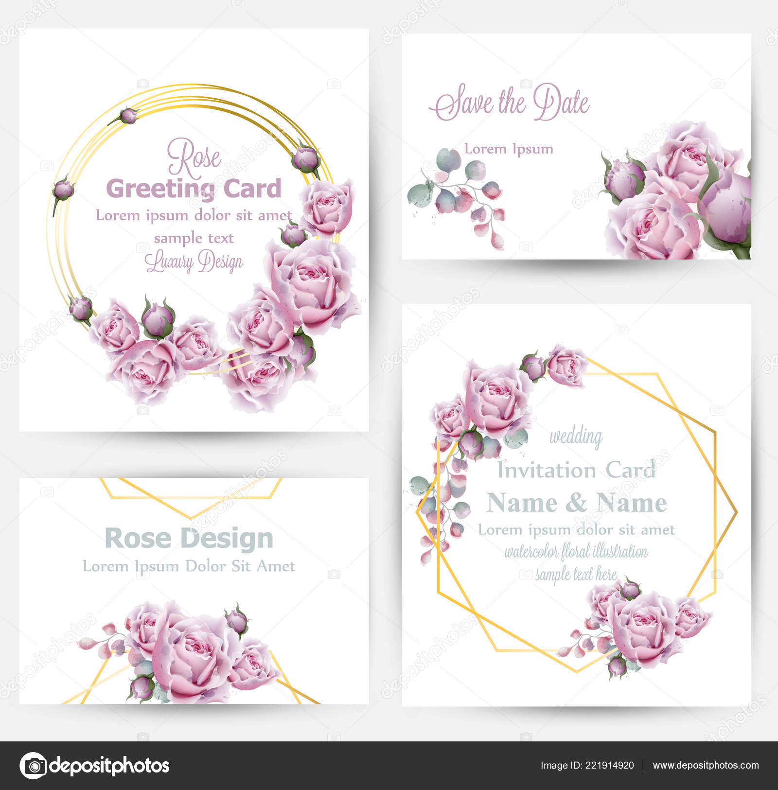 Watercolor Rose Flowers Cards Set Collection Vector Vintage Vintage Greeting Or Buisiness Card Wedding Invitation Thank You Note Summer Fl Decor Flower Wreath Frames Bouquet Vector By Inagraur Ymail Com