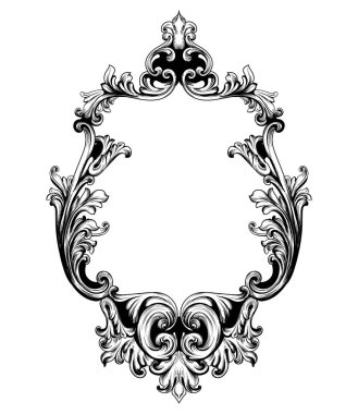 Vintage ayna çerçevesi vektör. Barok zengin tasarım öğeleri dekor. Kraliyet stil süsleme