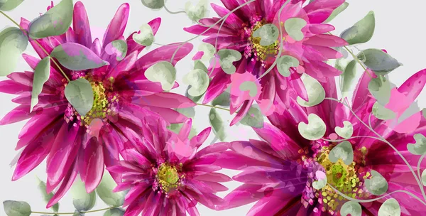 Papatya çiçekler suluboya vektör banner. Çiçek dekor afiş güzel vintage pastel renkler — Stok Vektör