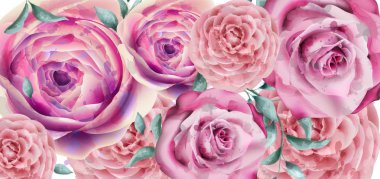 Bahar yaz çiçek suluboya vektör banner. Güzel vintage pastel renkler çiçek dekor poster