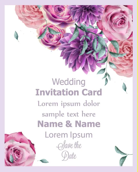 Svatební Pozvánka s jarní květiny banner akvarel vektoru. Krásné vintage pastelové barvy květinové výzdobě plakáty — Stockový vektor