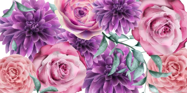 Весенние летние цветы баннер акварельный вектор. Красивые винтажные пастельные цвета цветочный декор плакат — стоковый вектор