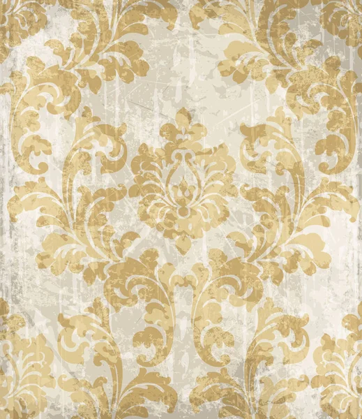 Vintage baroque doré décoré fond vectoriel. Texture de luxe royale. Design élégant avec de vieux effets de grunge — Image vectorielle