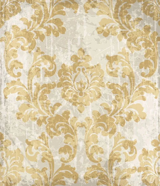 Vintage goldenen Barock verzierten Hintergrund Vektor. königlicher Luxus. Elegantes Dekordesign mit alten Grunge-Effekten — Stockvektor