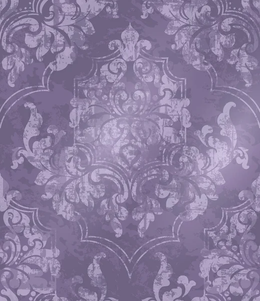 Vintage barroco ornamentado fondo Vector. Textura real victoriana. Diseño decorativo de flores. Decoraciones de color púrpura — Vector de stock