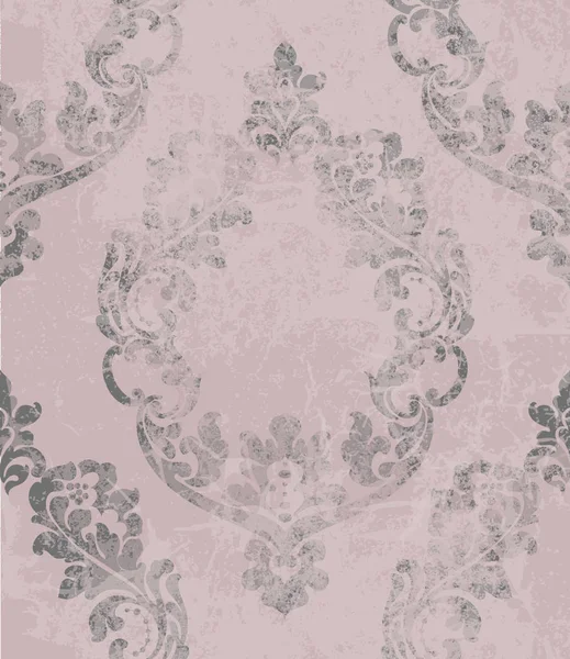 Vintage Baroque ornamented background Vector. Victorian Royal texture. Flower decorative design. Pink color decors — Stock Vector