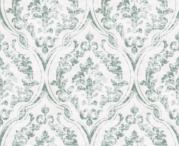 Vintage bloeien versierd patroon Vector. Victoriaanse Koninklijke textuur. Decoratieve ontwerp met bloemen. Licht groene kleur decoren — Stockvector