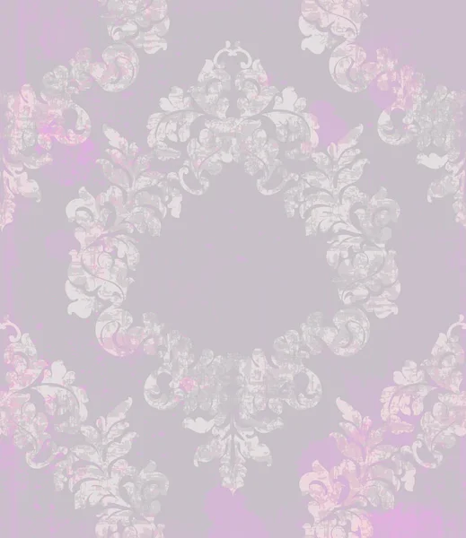 Damasco vintage florecer patrón ornamentado Vector. Textura real victoriana. Diseño decorativo de flores. Colores chapoteantes. Decoraciones púrpuras — Vector de stock