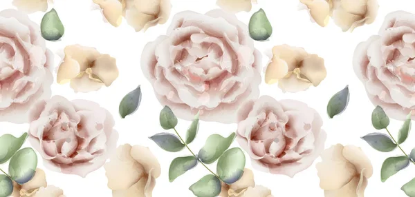 Delicate rose rosa Vettore acquerello di sfondo. Eleganza fiori carta da parati. Bouquets decorativi vintage — Vettoriale Stock