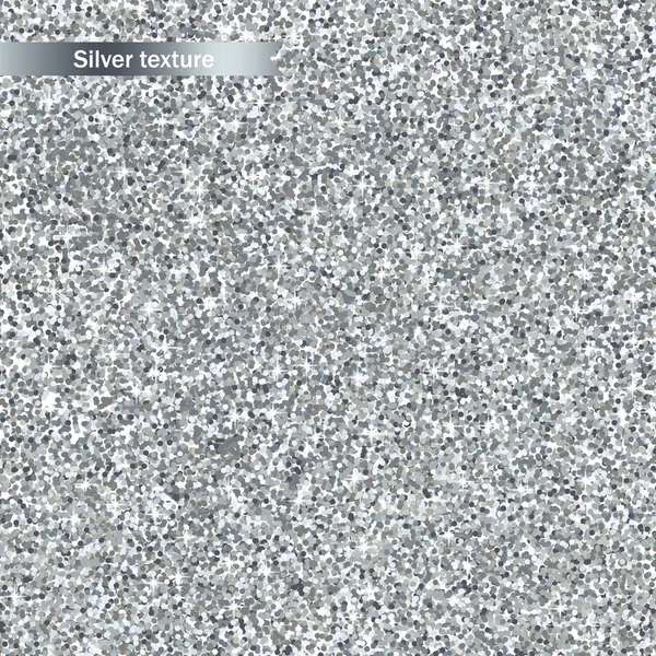 Silver glitter texture Vector realistic. Detailed 3d illustration decors template — Stock Vector