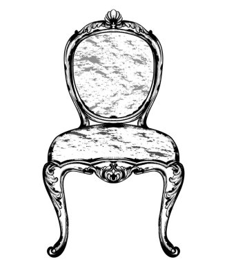 Zengin klasik koltuk. Kraliyet tarzı decotations. Victoria süsler kazınmış. İmparatorluk mobilya dekor. Vektör çizimler sanat Barok şık tasarımları satır