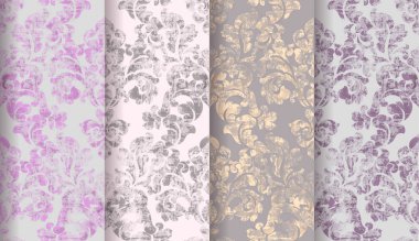 Vintage Barok Victoria vektör belirleme. Çiçek süsleme dekorasyon. Yaprak oyulmuş retro grunge doku tasarım ilerleyin. Pastel renkler yumuşak