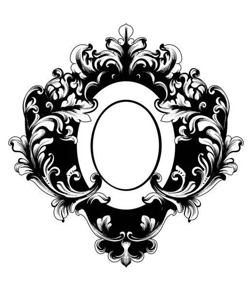 Cadre miroir baroque Vector. Victorienne ornementée bordure monogramme floral ornement feuille rouleau gravé motif décoratif fleur rétro. héraldiques calligraphiques filigrane — Image vectorielle