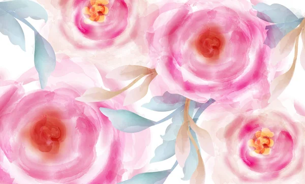Ακουαρέλα ροζ τριαντάφυλλα με χρυσό glitter διάνυσμα φόντο. Προσκλητήριο, γαμήλια τελετή, λεπτή καρτ-ποστάλ, γυναικών μέρα ευχετήρια κάρτα. Όμορφα χρώματα — Διανυσματικό Αρχείο