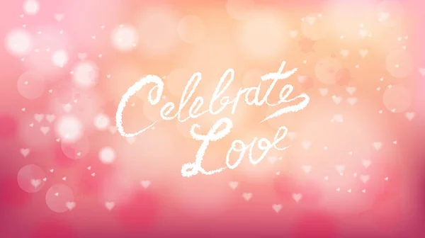 Celebra el amor en San Valentín fondo rosa Vector. Bandera romántica. Tarjeta de invitación o folleto. Pastel rosa suaves colores — Vector de stock
