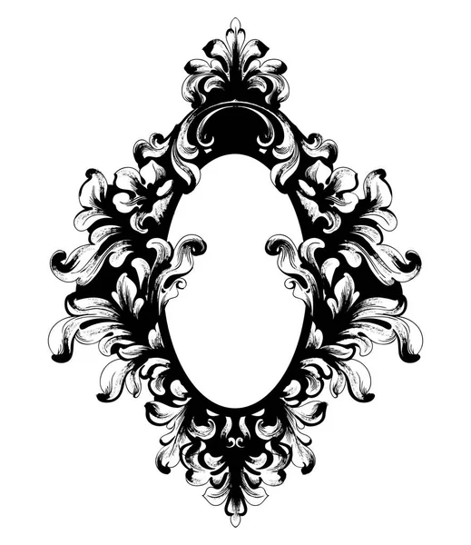 Marco de espejo barroco vintage. Vector. Lujo francés ricos ornamentos intrincados. Decoraciones estilo real victoriano — Archivo Imágenes Vectoriales