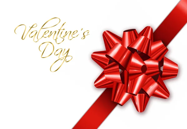 Arc rouge vecteur réaliste. Carte spéciale Saint-Valentin souhaits. Illustrations 3D — Image vectorielle