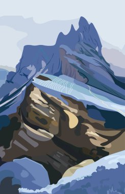 Dağlar vektör arka plan. Doğa illüstrasyon hills ortamlar ayrıntılı