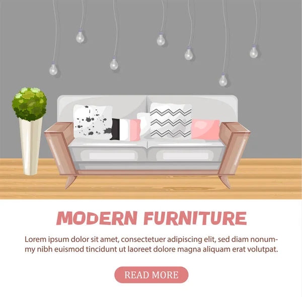 Sofá moderno aislado Vector. Diseño de iconos de muebles. Venta de decoraciones . — Vector de stock
