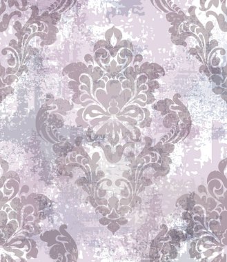 Rokoko doku deseninin vektör. Çiçek süsleme dekorasyon eski etkisi. Victorian retro tasarım kazınmış. Vintage kumaş dekorlar. Lavanta renkleri