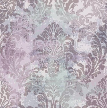 Rokoko doku deseninin vektör. Çiçek süsleme dekorasyon eski etkisi. Victorian retro tasarım kazınmış. Vintage kumaş dekorlar. Lavanta renkleri
