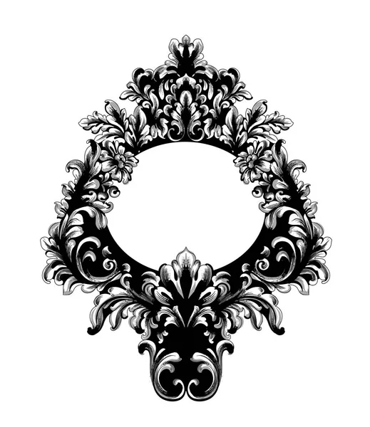 Marco de espejo barroco rococó. Vector francés de lujo ricos ornamentos intrincados. Decoraciones estilo real victoriano — Vector de stock